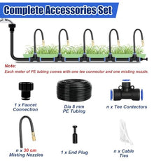 AC Condenser Cooling Misting System Outdoors, Quick-Connect & Adjustable