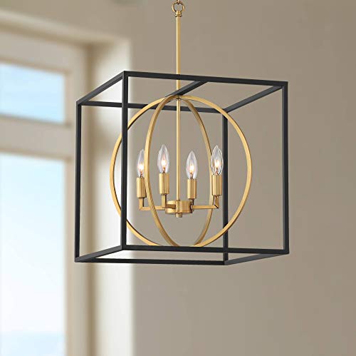 Sydney 16 1/2" Wide Black and Gold Modern Foyer 4-Light Pendant Light