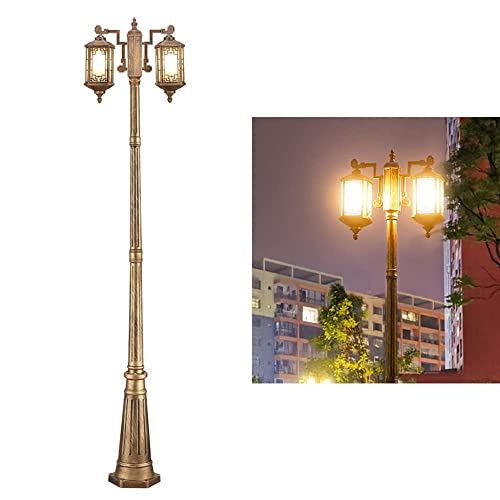 iumLeap 175Cm Outdoor Garden Lamp Post Light Bollard Path Lamp Pillar Lamp Mains Powered Street Light Glass Lantern Pillar Post Light Ip65 Waterproof Pole Light Lighting Fixt(225cm)