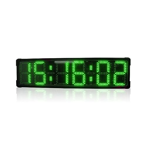 NJFNKEED 8 Inch 6 Digits Marathon Clock Double Sided Large Led Outdoor Clock Waterproof Real Time Clocks Accurate and Quiet (Green Double)