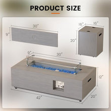 42" Rectangular Outdoor Propane Fire Pit Table with LED for Outside Patio
