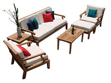 WholesaleTeak Sack 6 Pc Sofa Set: Sofa, 2 Lounge Chairs, Ottoman, Coffee Table & Side Table with Cushions in Sunbrella Fabric #57003 Canvas White #12SK6