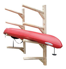 Log Kayak Rack 4-Place Kayak/SUP Wall-Mounted Rack Unfinished