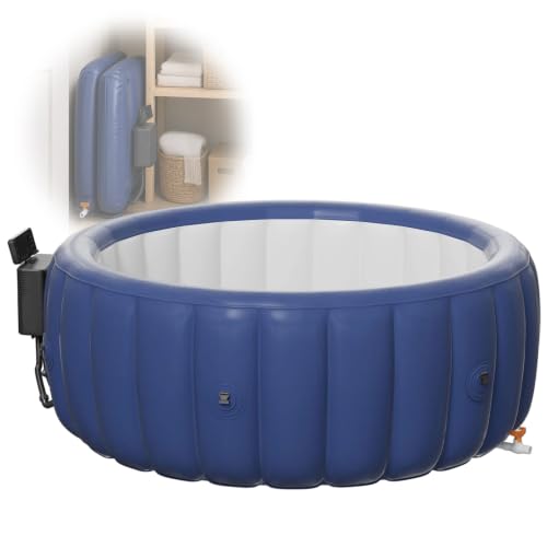 Inflatable Hot Tub Spa Set, Portable Outdoor Spa with 130 Air Jets, Consistent 104°F Heating, Automatic Temperature Lock, Setup Anywhere