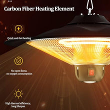 Electric Hanging Patio Heater, Outdoor Umbrella Ceiling Mounted Heater with LED light, 3 Heat Setting, IP44 waterproof, for Garage Backyard Restaurant