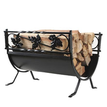 DJVHSRI Firewood Rack Metal Curved Log Holder with Legs, Heavy Duty Outdoor & Indoor Fireplace Wood Storage Stand,