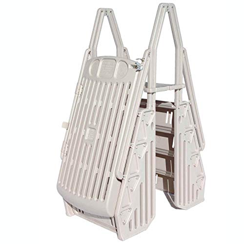 Vinyl Works GE Deluxe Adjustable A Frame Above Ground Pool Ladder w/Gate Tan