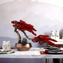 Artificial Bonsai Artificial Tree Bonsai Creative Red Leaf Tree Bonsai Golden Flowerpot Stone Landscaping Living Room Office Study Decoration Fake Plants for Home Office