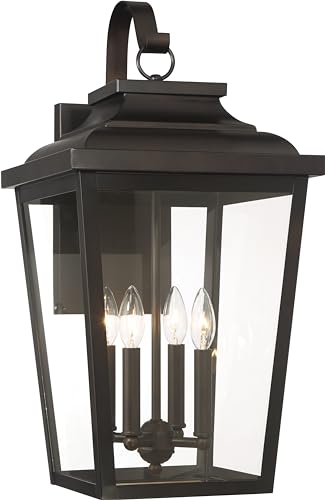 The Great Outdoors Irvington Manor XL Wall Mount in Chelesa Bronze Finish with Clear Glass
