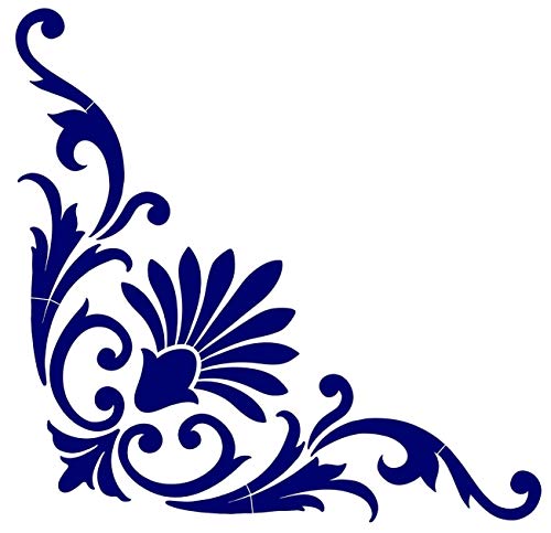 Custom Mosaics, Inc. Baroque Corner Scroll Porcelain Swimming Pool Mosaic 42"x30" Blue