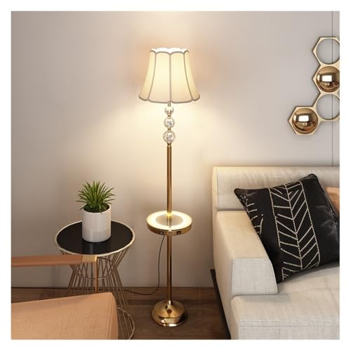 LUYOUBOZHU Floor Lamp Metal Floor Lamp with Table Contemporary, Modern Tall Stand Up Light for Bedrooms, Living Room, Office, Reading