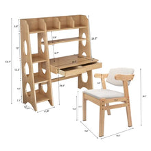 BALANBO Kids Desk and Chair Set with Drawers and Bookshelf Natural Color