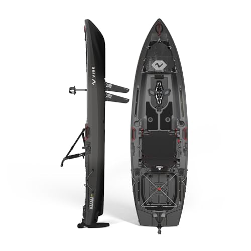 Vibe Makana 100 Fishing Kayak 10 Ft Lightweight Customizable with Vibe Hero Seat 2.0 and X-Drive Pedal Kit Raven