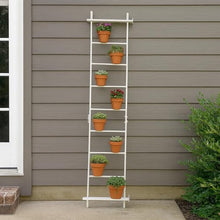 Benzara Plant Display Stand, 87 Inch 7 Tier Ladder Design, White Metal Body