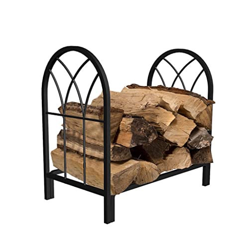 A1DFDFGOQSFG Heavy Duty Firewood Rack for Indoor and Outdoor Use Metal Wood Holder for Fireplace Large 120cm Size Black Color Lumber Storage Carrier with Fireplace Tools,Black-58cm (Black 58cm)
