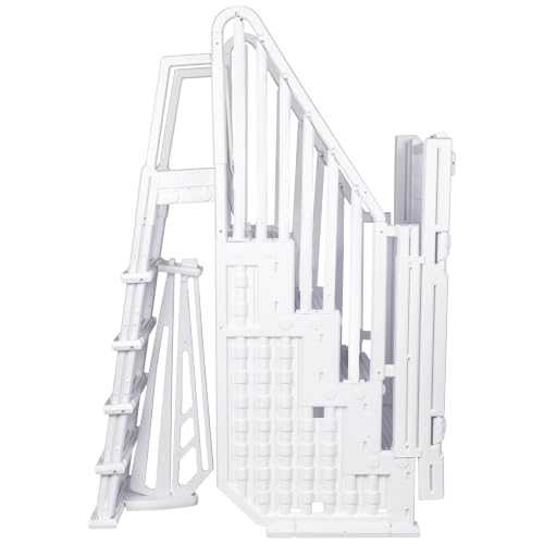 Aqua Select Everest Entry Step System | Above Ground Pool Step | 350 Lb Capacity | White Steps