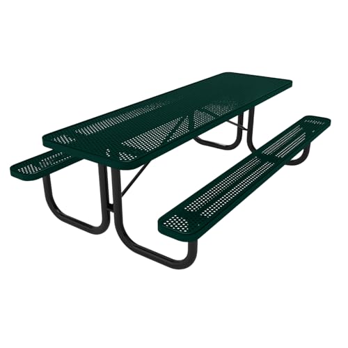 COATEDOUTDOORFURNITURE 8Ft Rect Picnic Table, Dark Green