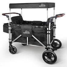 Badovinci Folding Stroller Wagon for 4 Kids with 5-Point Harness and Adjustable Canopy Black