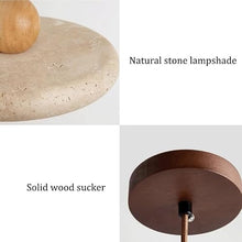 MVNOIRE Natural Stone Round 11.8in Pendant Light Nordic Cream Style Dining Room Hanging LED Source Three Color Dimmable Lamp for Living Bedroom Study