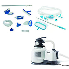 Pool Sand Filter Pump w/ Timer, Pool Maintenance Kit & Wall-Mounted Pool Skimmer