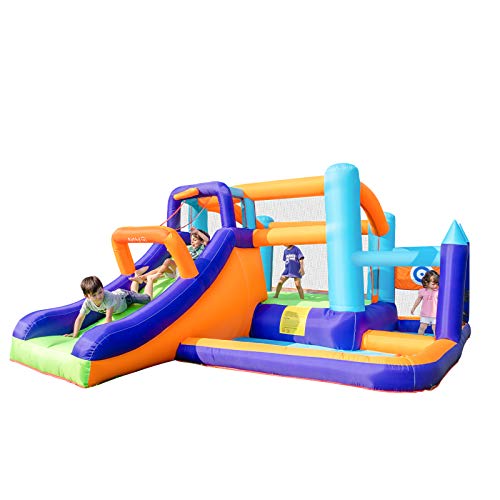 AirMyFun Inflatable Bounce House with Slide and Splash Pool Rainbow