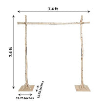 LANAZU 7.4ft Natural Birch Wood Wedding Arch, Square Backdrop Stand, Photography Stand, Rustic Wedding Arbor Decor, Wedding Backdrop, Ceremony Arch