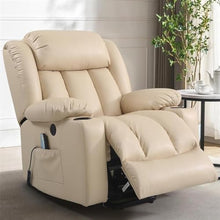 UOPYNE Power Lift Recliner Chair with Massage and Heat, Comfort Living Room Electric Reclining Sofa with Remote Control, PU Leather Lift Assist Armchair for Elderly, USB Ports