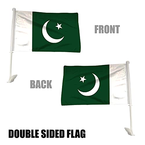 BANNER BUZZ MAKE IT VISIBLE Pakistan Car Flag with Window Clip, 18” x 12”, Double-Sided Printing, Pack of 100, White