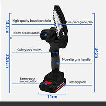 JIQHOHX Mini Chainsaw, 4-Inch Cordless Chainsaw, Cutting Scissors Chainsaw with Box Electric Portable Battery Chainsaw, for Tree Branch Woodcut (Blue)