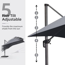 OROTLECT 132'' X 108'' Rectangular Cantilever Gray Umbrella With Base In Ground And Crank Lift Counter Weights Included
