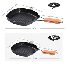 Folding barbecue roasting pan outdoor portable BBQ square steak picnic non-sticky teppanyaki grill pot(24cm)