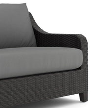 Outdoor Escape 2 Piece Wicker Patio Furniture Set with Outdoor Loveseat and Slatted Coffee Table, Elegant Patio Loveseat and Coffee Table for Outdoors