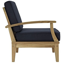 Modway Marina Premium Grade A Teak Wood 10-Piece Outdoor Patio Furniture Set in Natural Navy