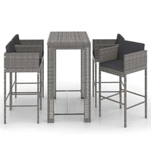 KDVXBCQJH 5 Piece Patio Bar Set with Cushions Outdoor PE Rattan Gray