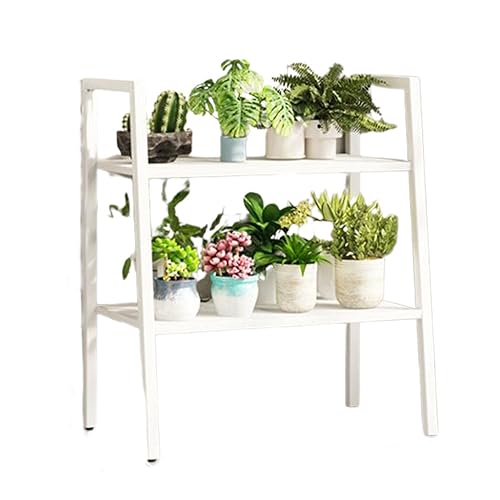 2 Tier Metal Flower Pot Stand Corner Plant Stand Living Room Bookshelf Holder Indoor Outdoor Plant Display Rack Multifunctional Storage Shelves Modern Flower Pot Ladder Shelf For Corner Balcony