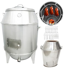 HayWHNKN Charcoal Roast Duck Oven Commercial BBQ Roaster Double-Layer Stainless Steel Grill with Temperature Display, Hooks, Tail Pins for Peking Duck & Turkey Roasting in Restaurants/Home/Outdoor