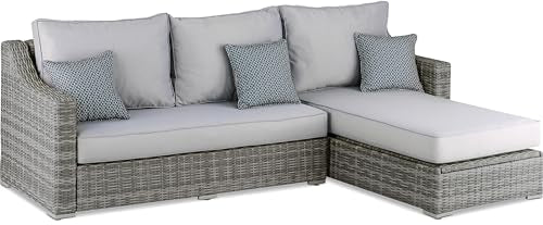 Elle Decor Vallauris Patio Outdoor Furniture Collection, Premium All Weather Wicker, Storage Sectional, Gray