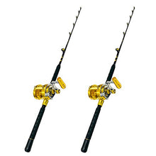EAT MY TACKLE 30 Wide 2 Speed Fishing Reels on 30-50 Pound Tournament Rods Gold (2 Pack)