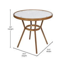 EMMA + OLIVER White/Navy Indoor/Outdoor Bistro Table Set with 4 Chairs