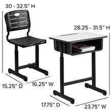 Classroom Essentials Adjustable Height Student Desk and Chair Set Grey