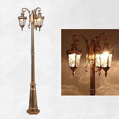 Lamp Post Lights Outdoor,290cm 114" Outdoor Aluminum Path Pillar Lamp Garden Lamp Post Light Glass Lantern Pillar High Pole Light Pillar Post Light PathLighting Bollard Path Lamp Post Light