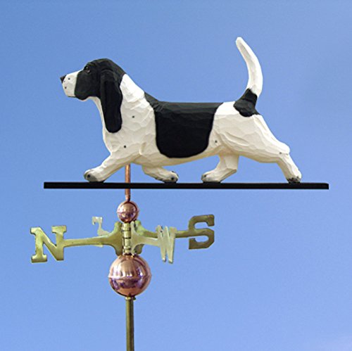 Basset Hound Hand Carved & Painted Weathervane 22 Inch Black/White