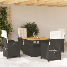 YNGBHFNOP 5-Piece Outdoor Patio Dining Set with Lift-Up Table & Reclining Chairs, 4-Seater Garden Furniture Set in Black, Durable PE Rattan for Backyard, Balcony