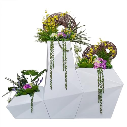 ZHOUYANB Planter Pots Fiberglass Combination Floor Standing Large Vase Modern Hotel Flower Arrangement Set Vessel Plant Pot (Color : C) (a B)