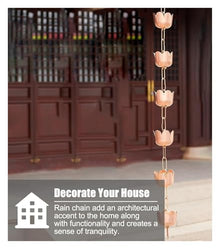 WKNHHL Rain Chain,Rain Chain for Downspout, Divert Water for Garden Rain Gutter/House Eaves Drainage, Flower Copper Rain Catcher, Adjustable Decoration Downspout Chain,2.4 m (7.8ft)