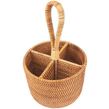 VUBYSG Hand-Woven Rattan Storage Basket Portable Round Four-Grid Fruit Basket Gourmet Orchard Needed,