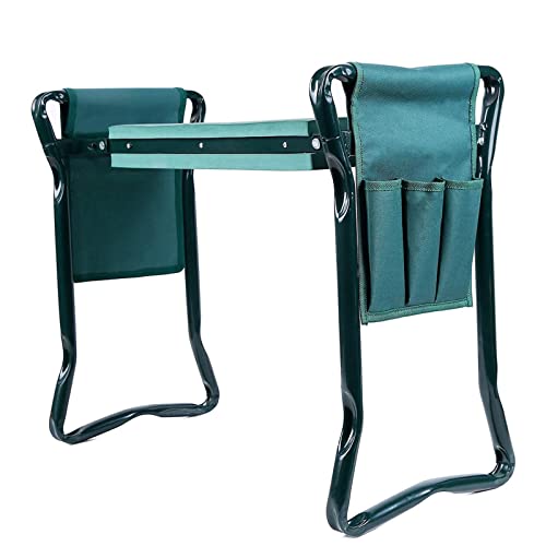 KANDUO Garden Kneeler, Portable Garden Kneeler Seat, Foldable Garden Bench with EVA Foam Pad & Tool Bags, for Outdoor Gardening