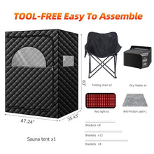 amocane Portable Infrared Sauna with 660nm Red Light, 2 Person Hot Air Sauna Personal Dry Sauna, Full Bady Home Spa, 165℉ Temperature, 2 Large Chairs, 99 Mins Timer