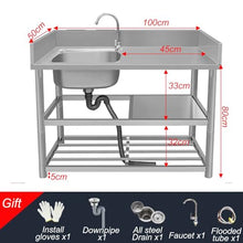 NYTFHMS Stainless Steel 1 Compartment Commercial with Faucet & Strainer - Ideal for Outdoor Grills Restaurants Camping & Gardens - Versatile & Easy to Clean,L1-100x50x80cm