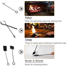 Outdoor 29'Log Rack for Firewood Heavy Duty 5 Piece Fireplace Tools Set with Stand/Brush/Poker/Shovel/Tong Cast Iron with Black Finish